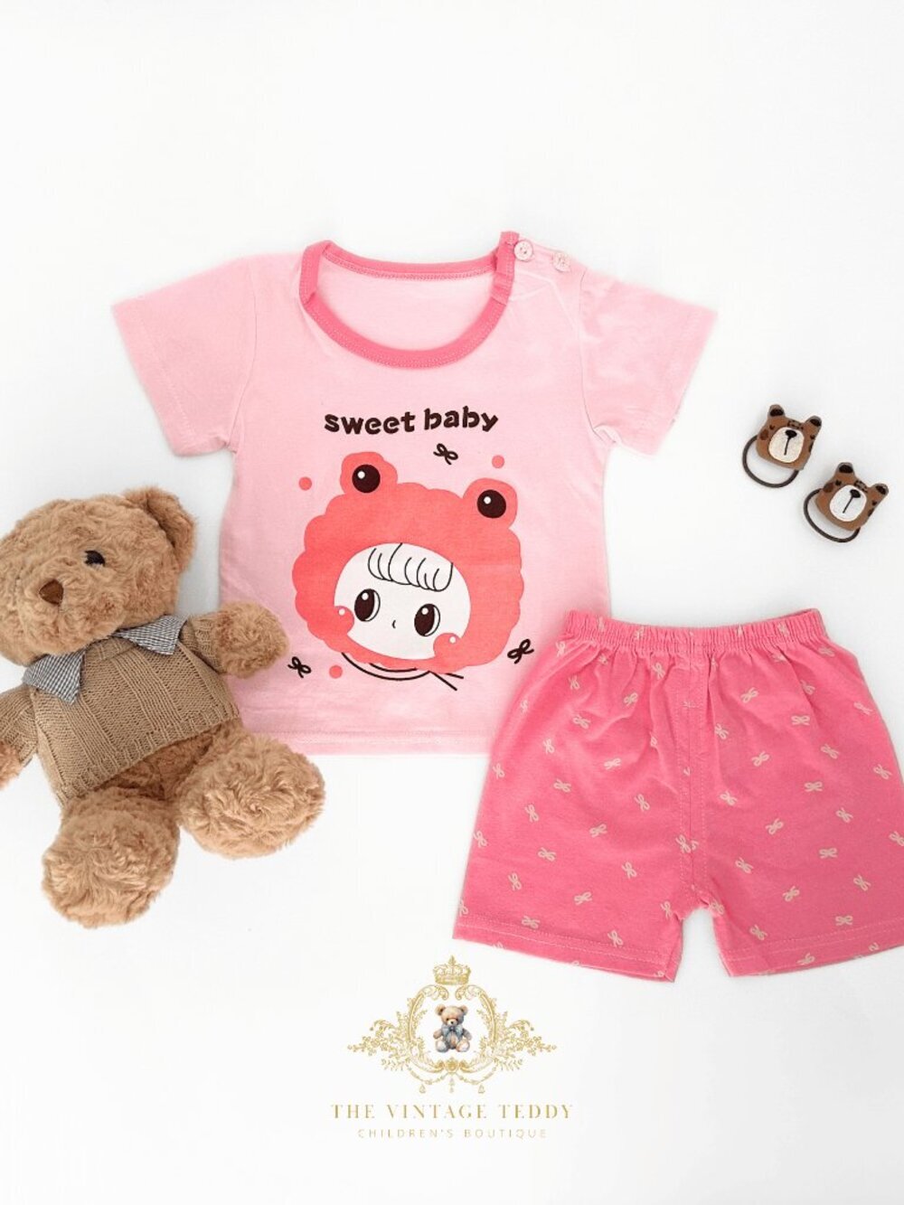 NWT Cute Girls Matching Set Kids T-shirt & Shorts 2-Piece 100% Cotton Mochi 3T - Picture 4 of 4